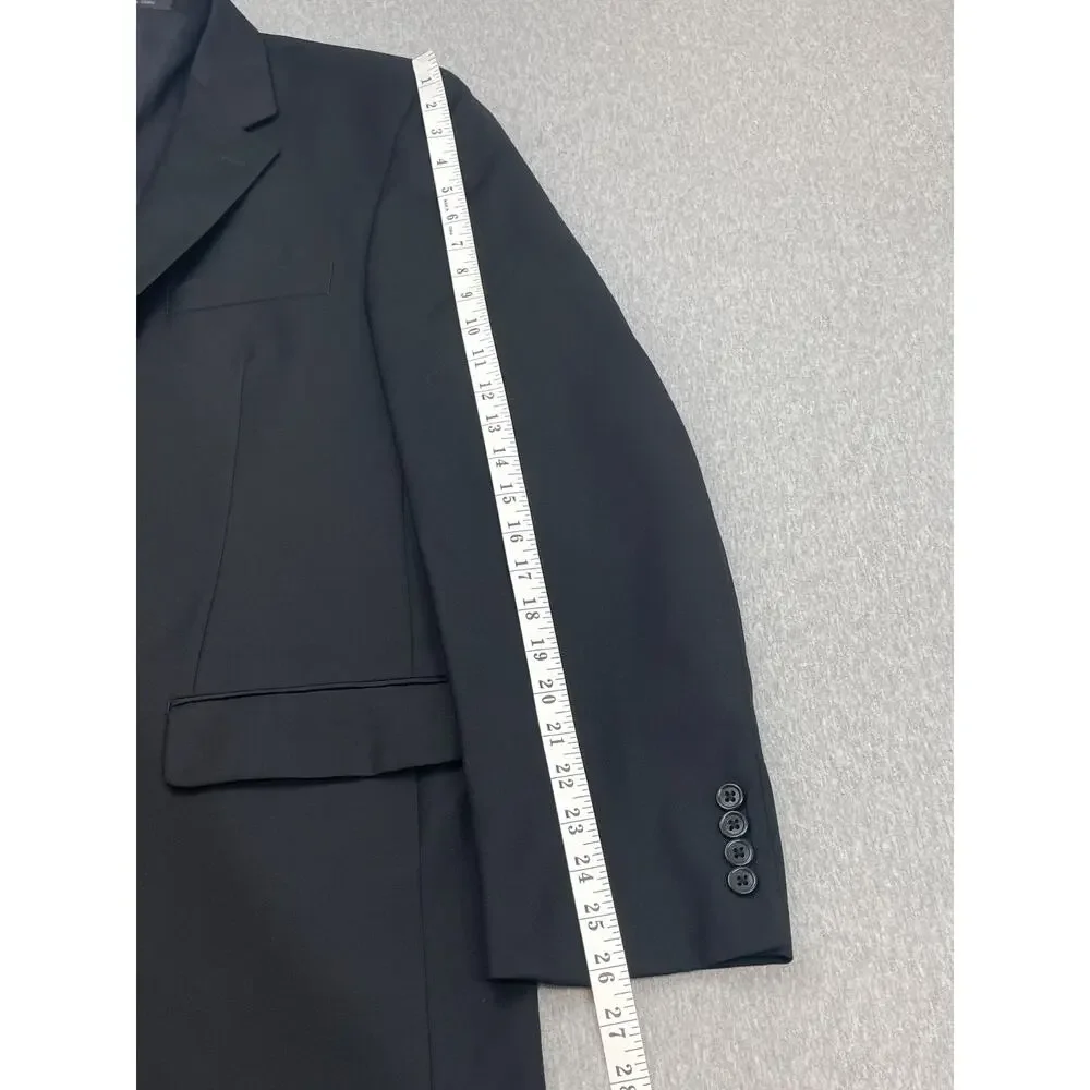 Lauren Ralph Lauren Blazer Mens 44L Black 100% Wool 2-Button Single Breast Lined